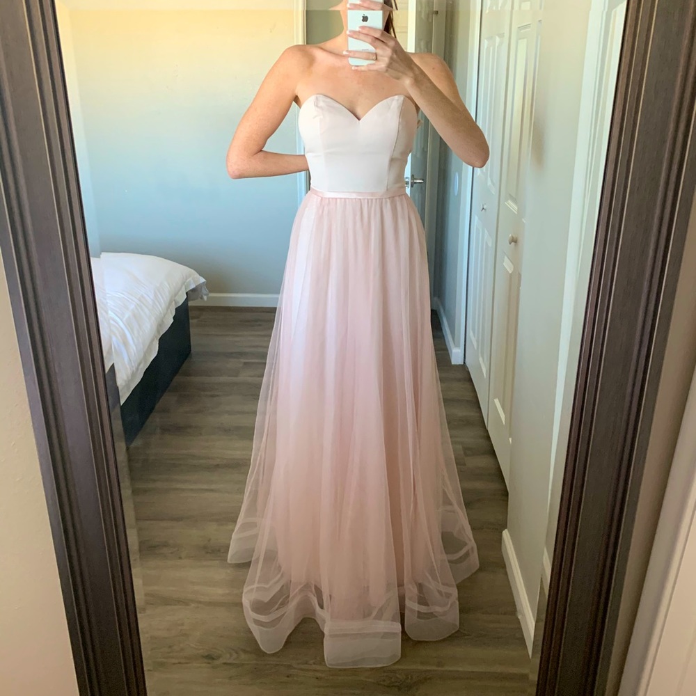 Long light pink tulle dress